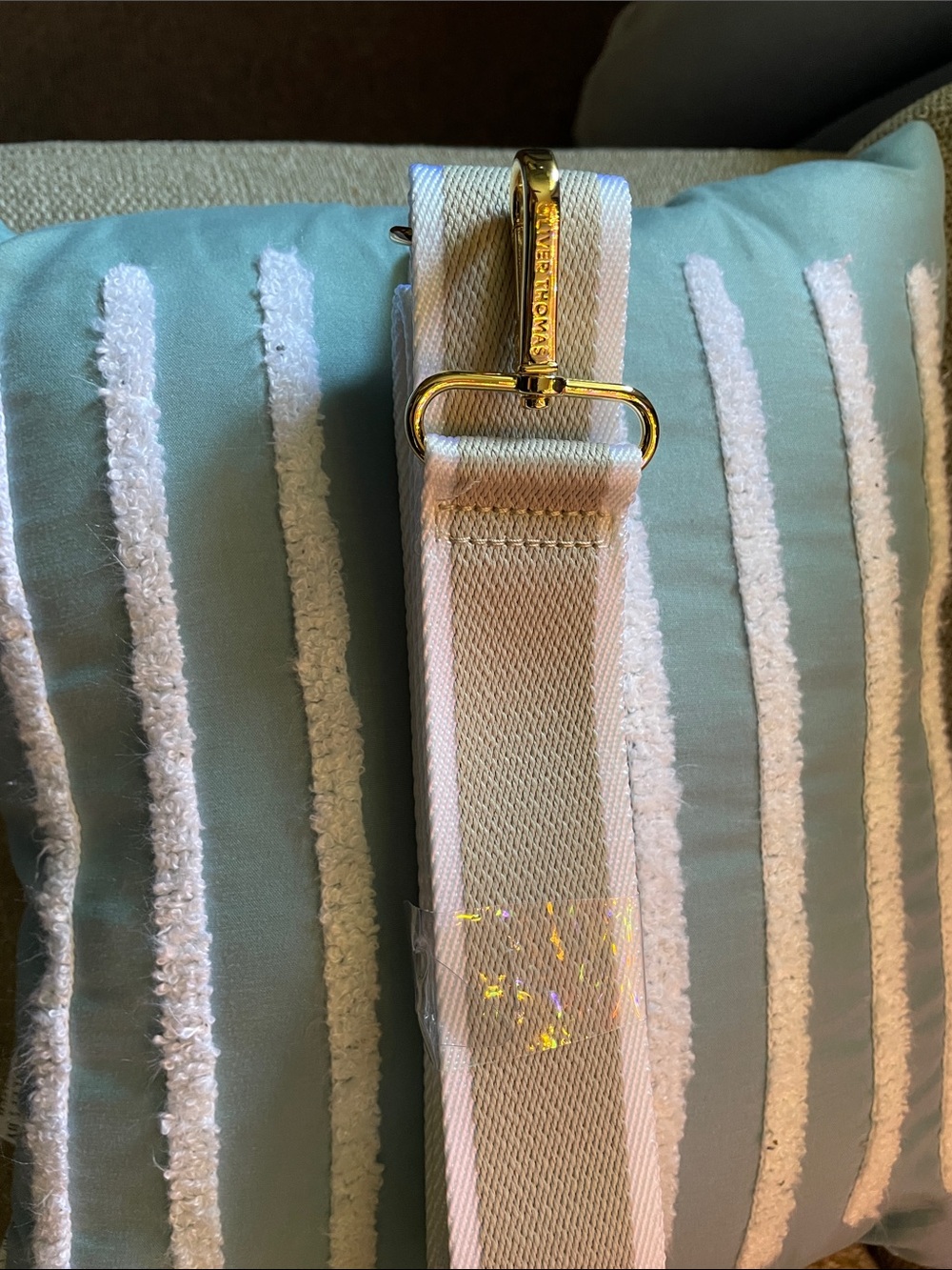 Oliver Thomas Beige Canvas Strap with Gold Hardware